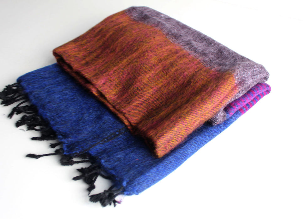 Blue Purple Lining Woolen Shawl of finest quality Nepal
