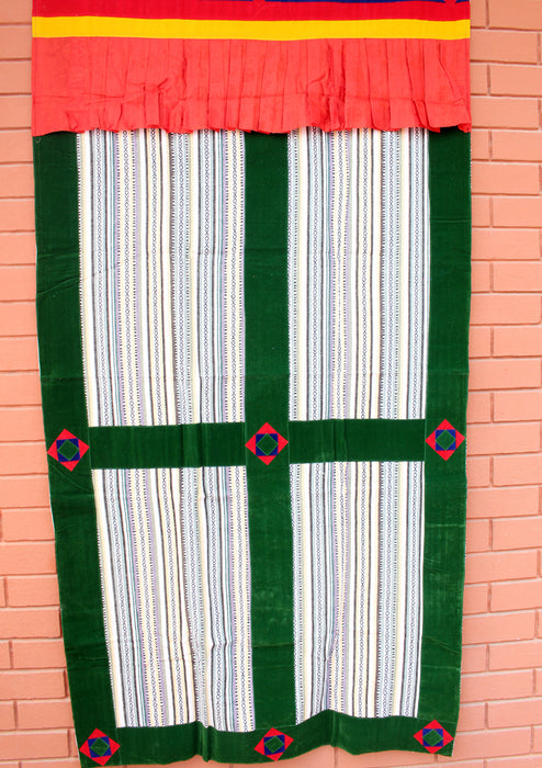 Bhutanese Woven Fabric with Velvet Border Tibetan Door Curtain Cover - nepacrafts
