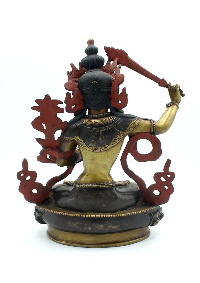 Handcarved Copper Manjushree Statue 8.5 Inches