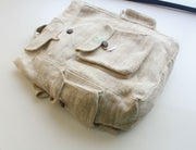 Off White Earthy Multi Pocket Hemp Rucksack - nepacrafts