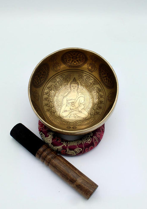 Medicine Buddha  Dorjee Itched Fine Arts  Singing Bowl- 6 inch