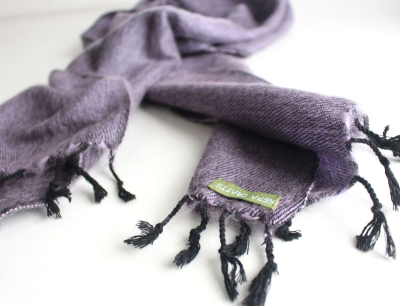 Hand Loomed Gray Pink Three Ply Woolen Muffler Scarf - nepacrafts