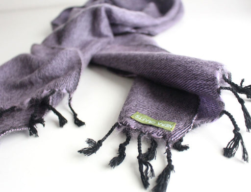 Hand Loomed Gray Pink Three Ply Woolen Muffler Scarf - nepacrafts