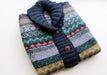 Dark Blue Border Handknitted Women's Multicolor Cardigan Sweater - nepacrafts