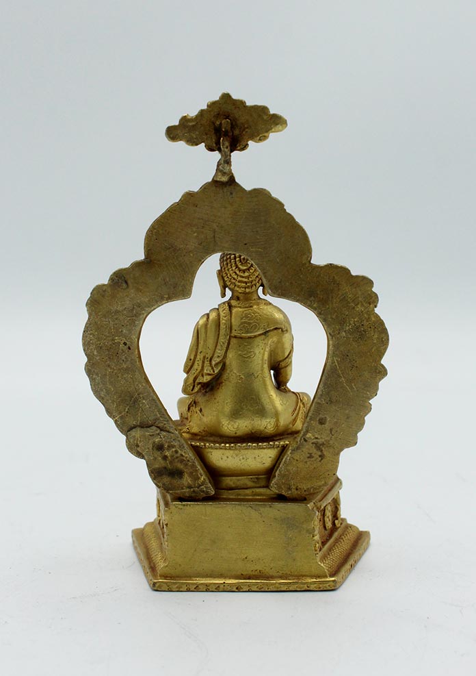 Gold Plated Shakyamuni Buddha Statue with Base 3.9 Inch