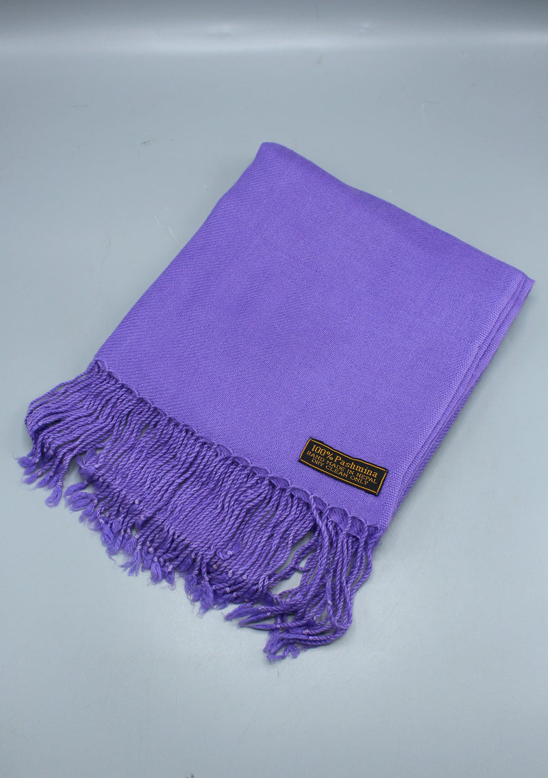 Purple Color Pure Pashmina Stole with Furka