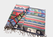 Blue Border Traditional Himalayan Yak Wool Winter Shawl - nepacrafts