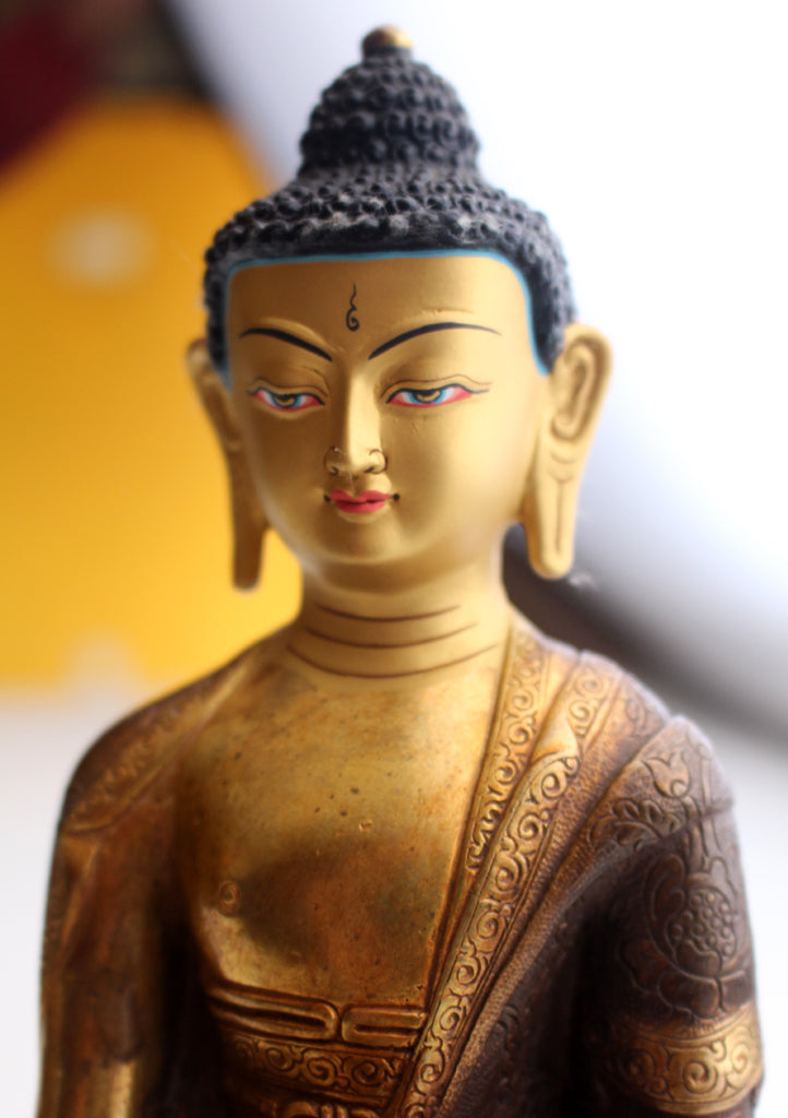 Partly Gold Plated Healing Medicine Budhha Statue - nepacrafts
