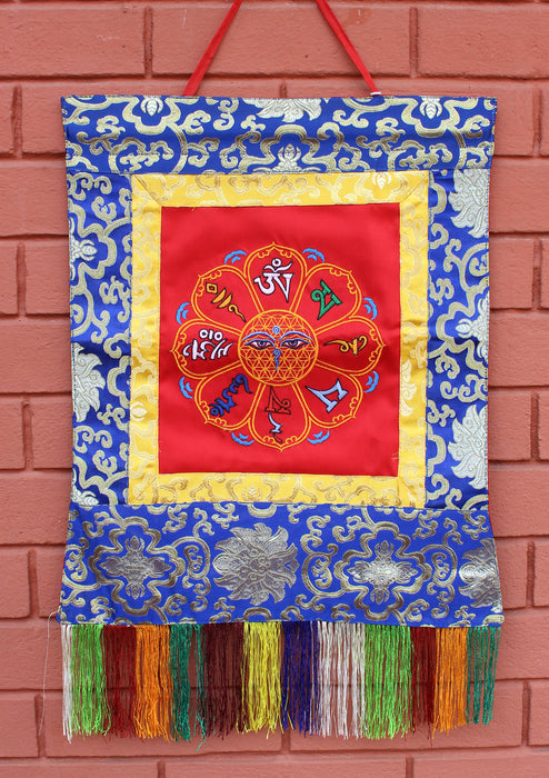 Buddha Eyes Om Mani Padme Hum Embroidered Wall Hanging