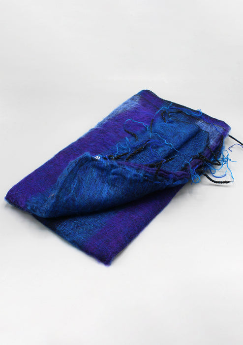 Blue Purple Stripe Himalayan Yak Wool Shawl
