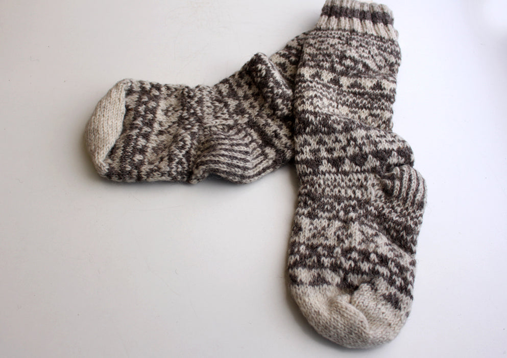 Pure Woolen Grey and White Mixed Knee High Socks - nepacrafts
