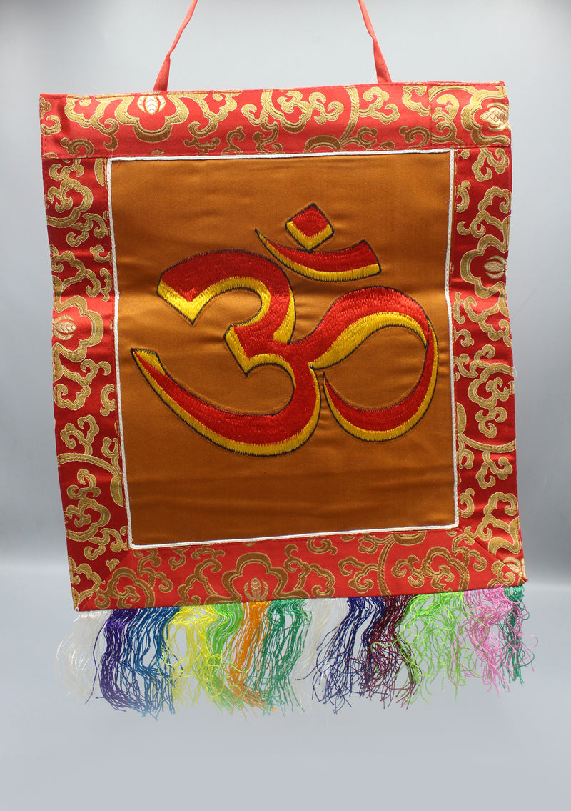 OM Embroidery Brocade Framed Wall Hanging Banner