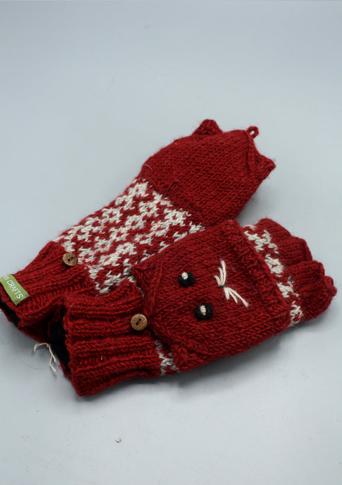 Hand knit Cat Mittens