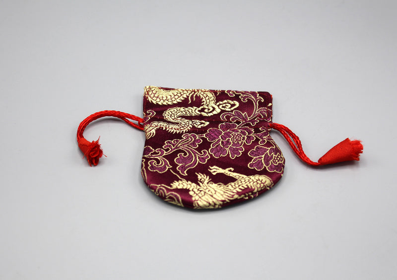 Flower Embroidery Silk Brocade Prayer Beads Pouch - nepacrafts