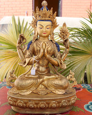 Fully Carved Masterpiece Chenrezig Statue 13" High SST148 - nepacrafts
