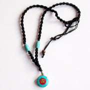Round Turquoise Tibetan Om Pendant - nepacrafts