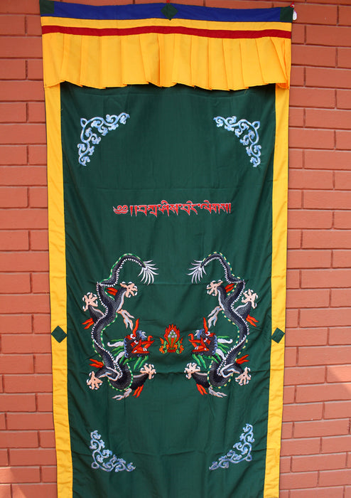 Tibetan Dragon Malakh and Tiger Cotton Curtain