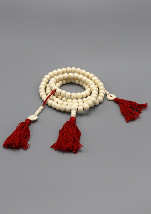White Bone Beads Prayer Mala with Counter