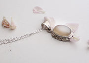 Shimmering 925 Silver Sterling Grey Moonstone Oval Pendant - nepacrafts