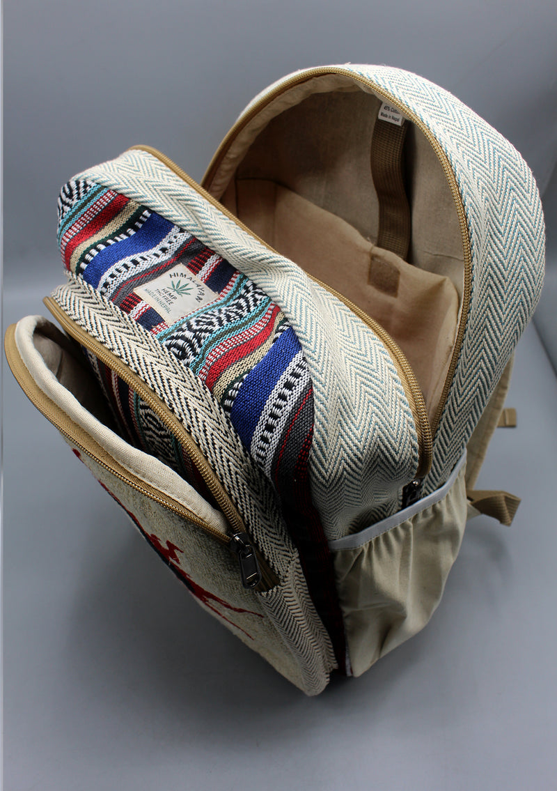 YinYang Sun Printed Natural Hemp Backpack