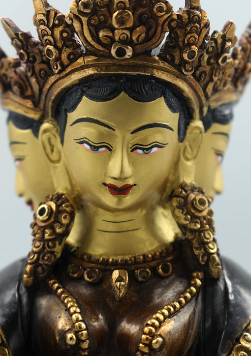 Gold Plated Vasundhara Bodhisattva Statue 9"