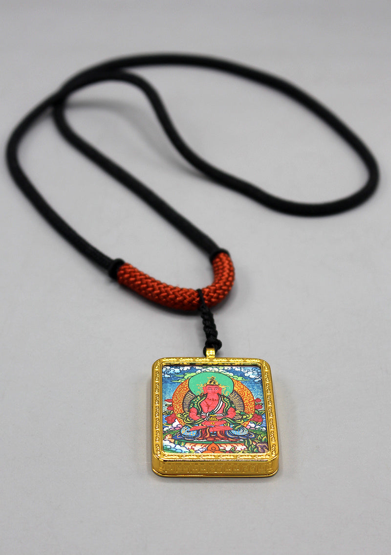 Aparmita Buddha Hand Painted Mini Thangka Amulet Pendant
