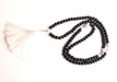 Black Prayer Beads Mala with Clear Crystal Beads Spacer - nepacrafts