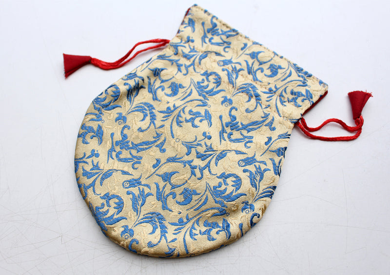 Colorful Silk Brocade Drawstring Mala Bag - nepacrafts