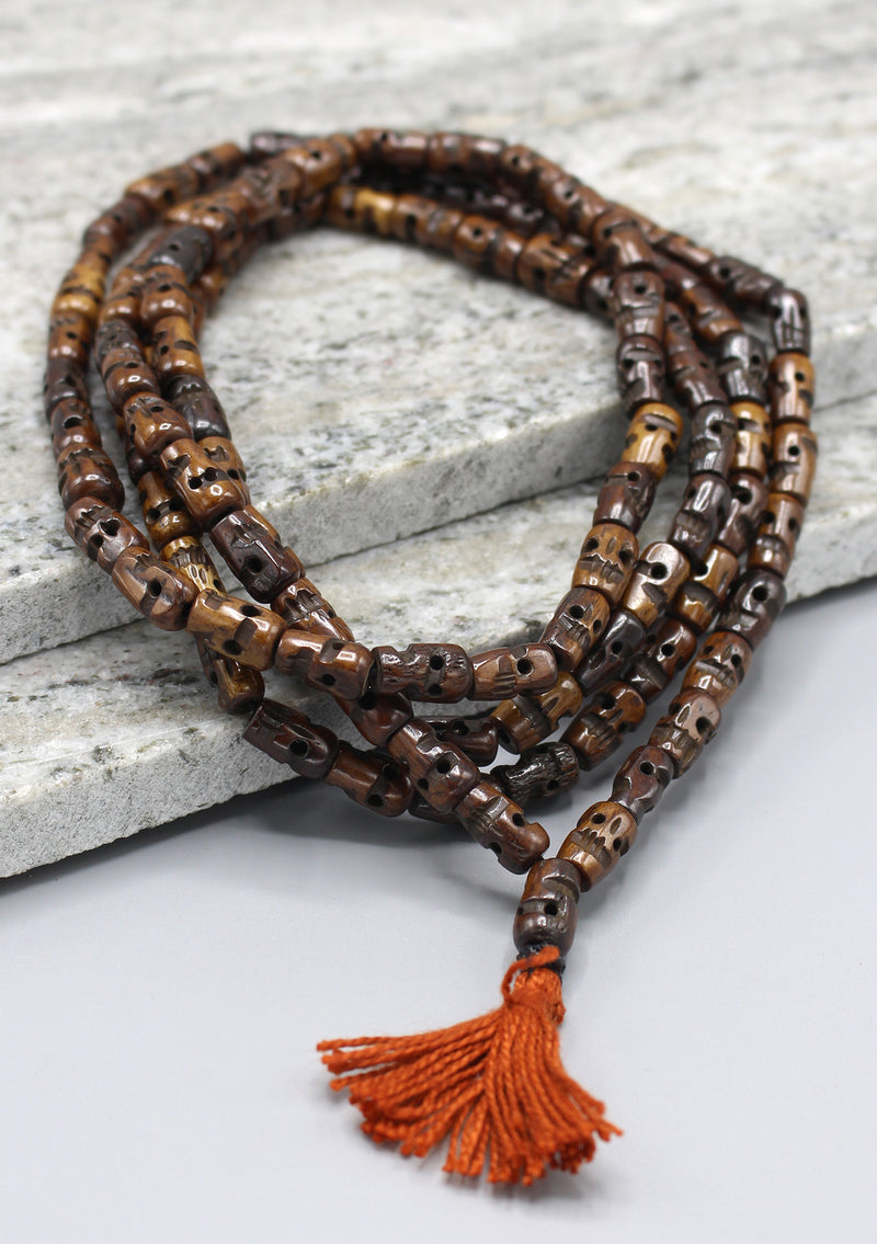 Buddhist  Dark Bone Skull Prayer Mala