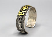 Fine Carving Tibetan Om Mani Sterling Silver Bracelet - nepacrafts