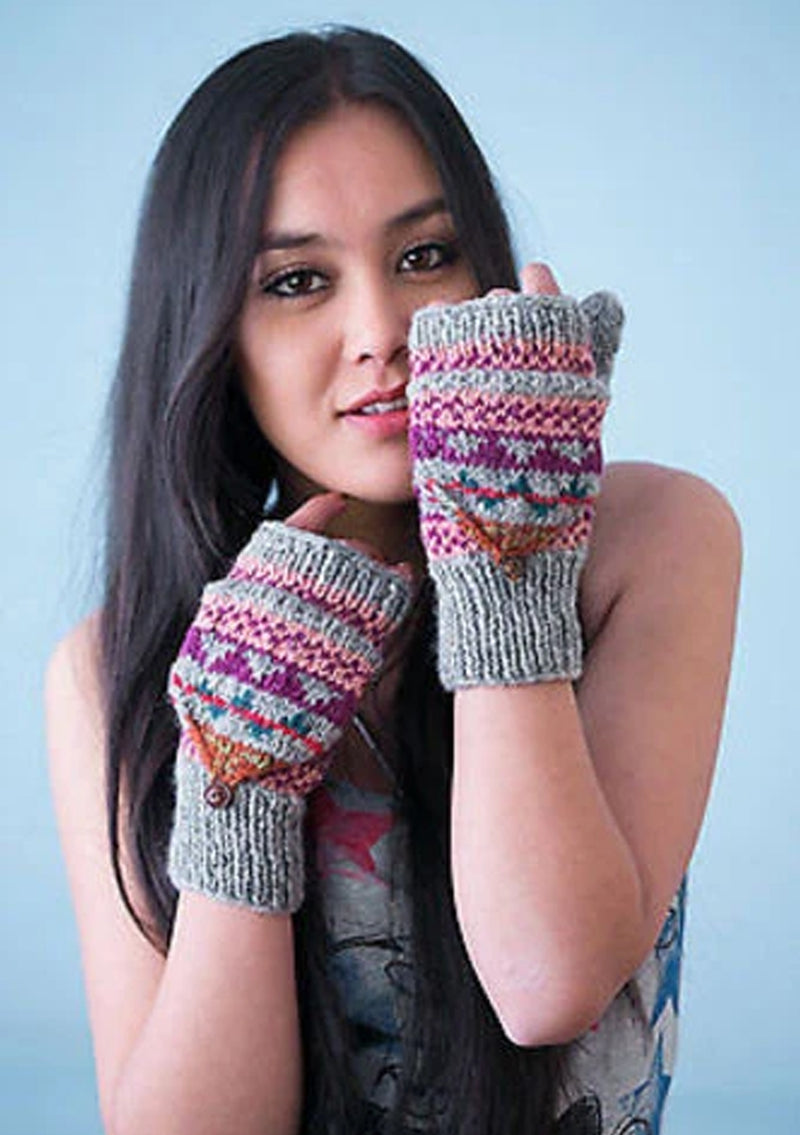Grey Multicolor Woolen Convertible Mittens (Gray WO21G)