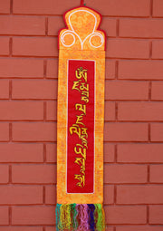 Tibetan Deities Mantra Embroidery Wall Hanging - nepacrafts