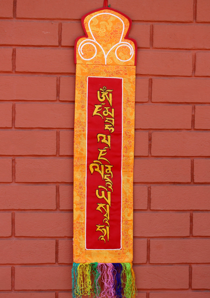 Tibetan Deities Mantra Embroidery Wall Hanging - nepacrafts