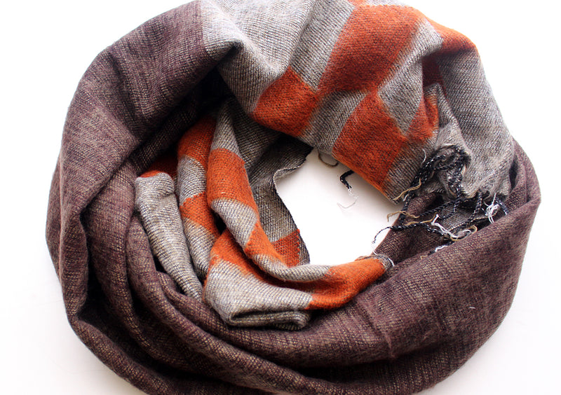 Grey Orange Himalayan 100% Pure Woolen Shawls Nepal - nepacrafts