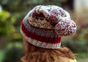 Gray Red Multicolored Woolen Pom Pom Beanie - nepacrafts