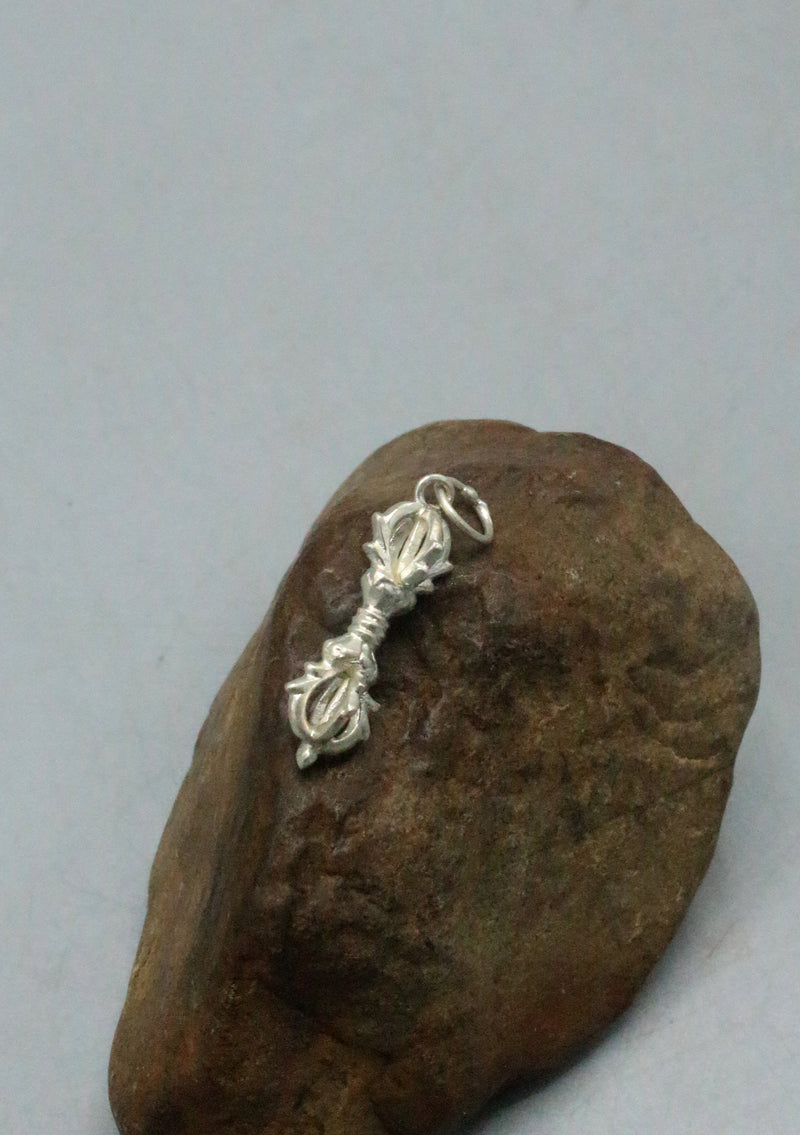 Sterling Silver Vajra (Dorjee) Pendant 1 Inch