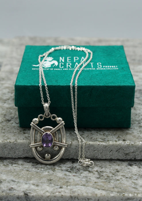 Sterling Silver 925 Amethyst Pendant Necklace