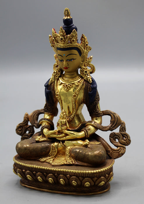 Stunning Partly Gold Plated Apparmita  Buddha Statue 6"