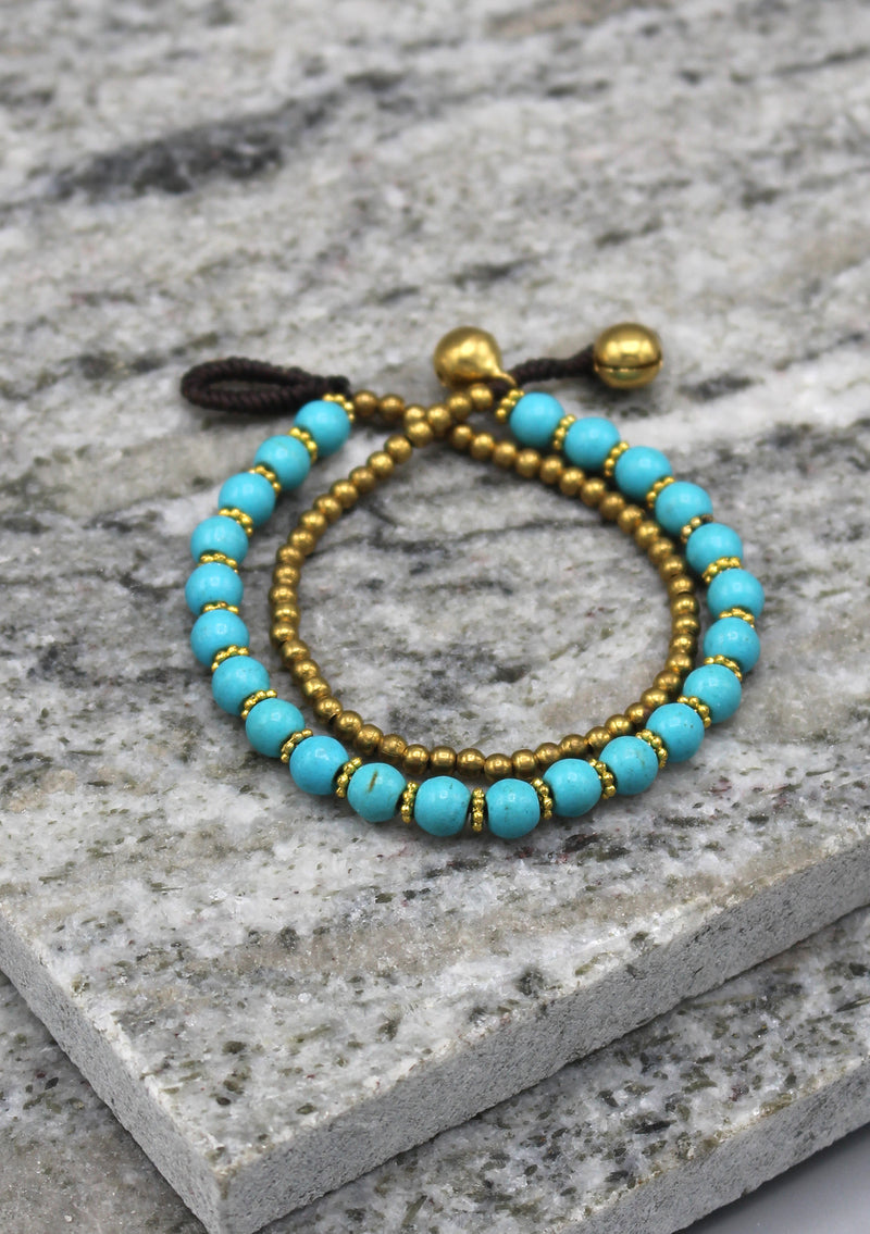 Trendy Glass Beads and Brass Bell Anklet - nepacrafts