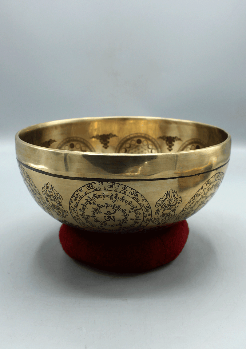 Handmade Yin Yang Tree of Life Etched Gulpa Singing Bowl with Mandala