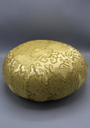 Round Stuffed Brocade Meditation and Yoga Cushion - nepacrafts
