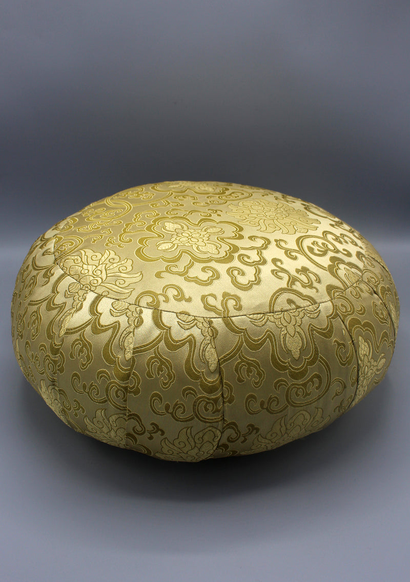 Round Stuffed Brocade Meditation and Yoga Cushion - nepacrafts