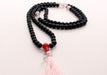 Rose Quartz Spacer 108 Black Beads Prayer Mala - nepacrafts