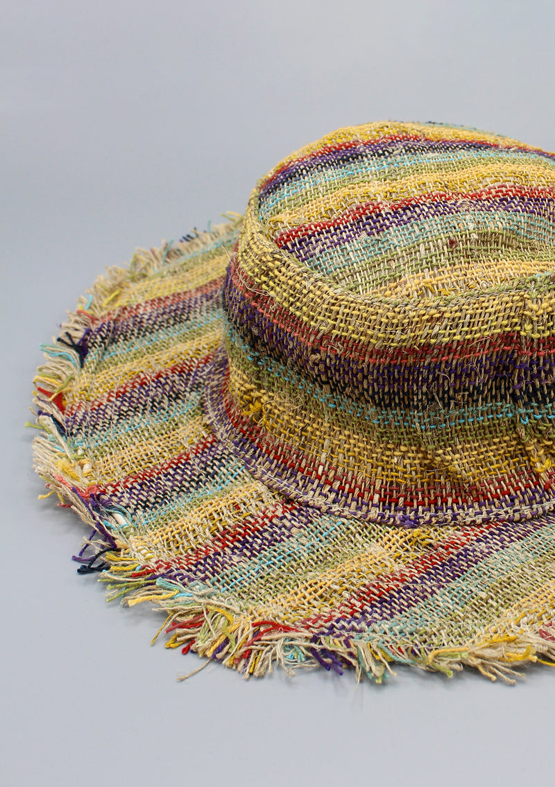 Colorful Hemp Hat with Fringe - nepacrafts