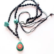 Tear Drop Green Tibetan Om Pendant - nepacrafts