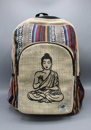 Buddha Printed Natural Hemp Backpack - nepacrafts
