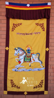 Tibetan Spun Silk Windhorse Door Curtain - nepacrafts