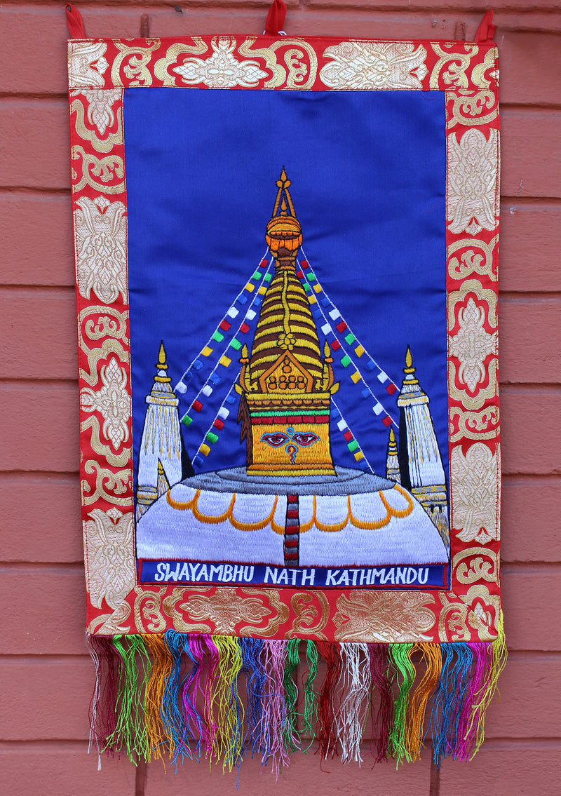 Embroidered Swyambhunath Tibetan Wall Hanging Banner