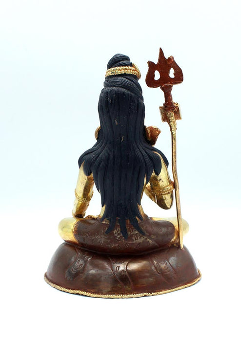 Divine Grace: Gold-Plated Lord Shiva Copper Statue