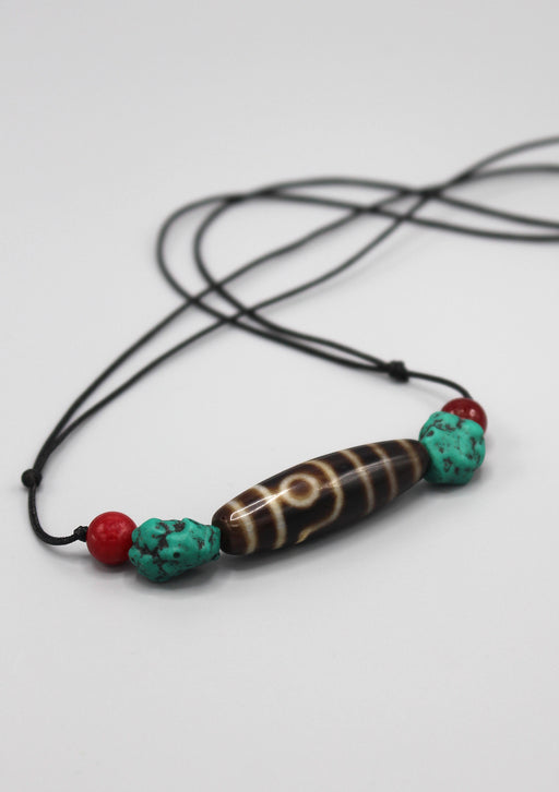 Two Eyed Dzi Beads Pendant - nepacrafts